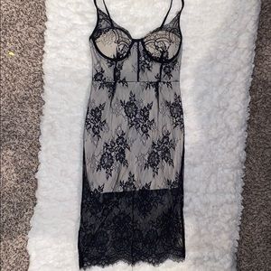 Sexy black lace party dress